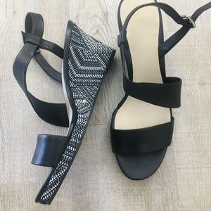 Cole Haan Ravenna black and white wedge sandal 9B